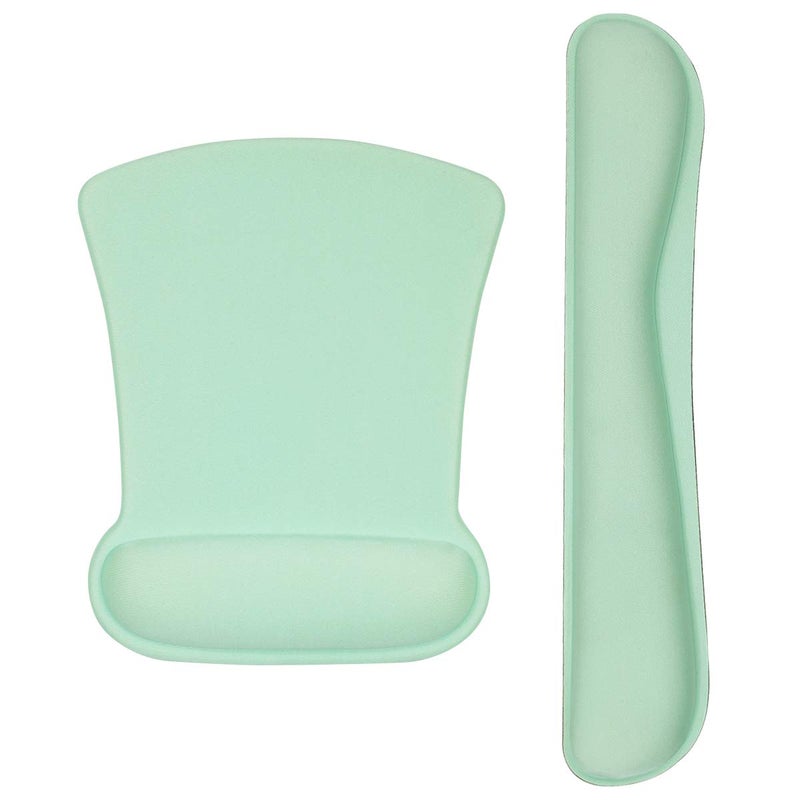 iVeze Keyboard Wrist Rest Pad and Ergonomic Mouse Pad with Wrist Rest Support,Gel Memory Foam Nonslip Cute Mousepads Mat Comfortable for Home Office Efficient Working Easy Typing & Pain Relief,Mint Green - Image 1